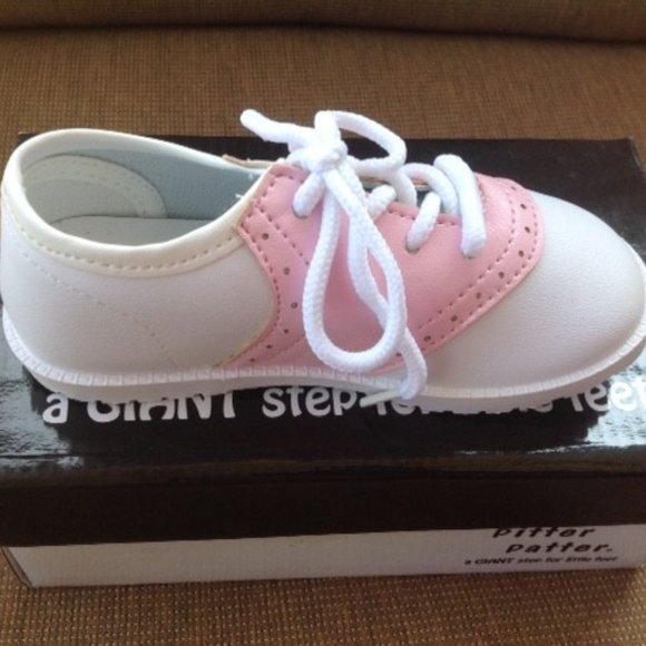 Pitter Patter Shoes Saddle Shoes Pink White Retro Style Kids New